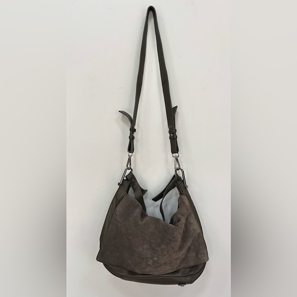 Topshop Green Suede Messenger Bag - Picture 1 of 9